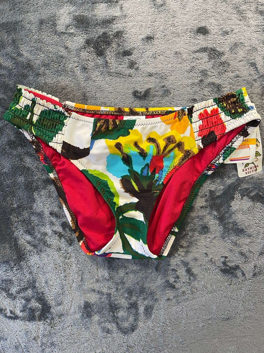Vintage 2003 Lucky Brand Tropical Floral Hipster Bikini Bottom NWT Small